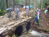 Sat Aug 29 - Setting stones for the downstream head wall.