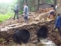 Sat Aug 29 - Setting stones for the downstream head wall.